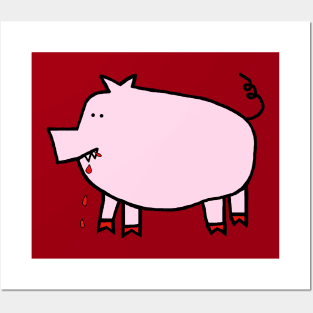 Animals with Sharp Teeth Pink Pig Posters and Art